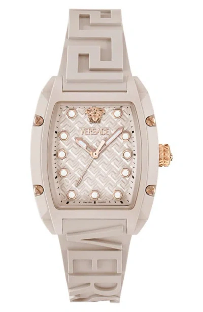 Versace Dominus Ceramic Strap Watch, 44mm X 36mm In Pink