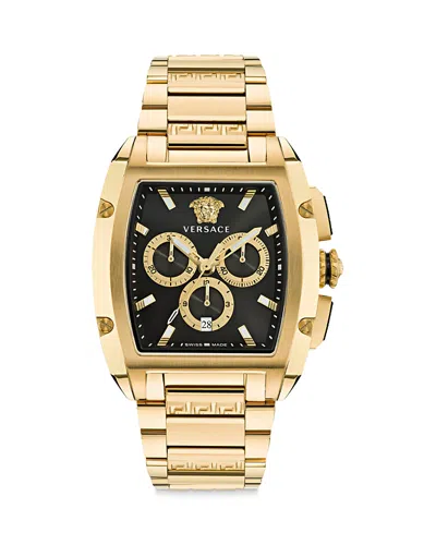 Versace Men's Swiss Chronograph Dominus Gold Ion Plated Bracelet Watch 42x50mm In Yellow Gold