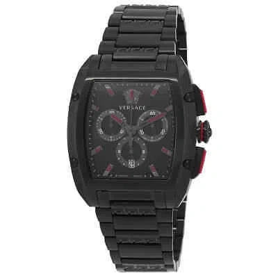 Pre-owned Versace Dominus Chronograph Quartz Black Dial Men's Watch Ve6h00623