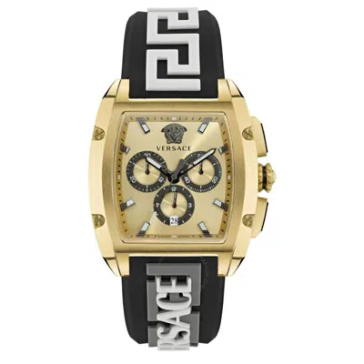 Versace Dominus Chronograph Watch In White/gold Tone/black