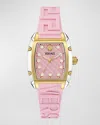 VERSACE DOMINUS IP YELLOW GOLD SILICONE STRAP WATCH, 44.8MM X 36MM PINK