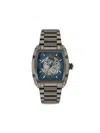 Versace Men's Swiss Automatic Gunmetal Ion Plated Stainless Steel Bracelet Watch 42x50mm In Blue