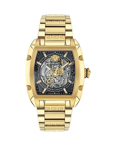 Versace Dominus Skeleton Watch, 42mm X 50mm In Ip Yellow Gold