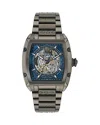 Versace Men's Swiss Automatic Gunmetal Ion Plated Stainless Steel Bracelet Watch 42x50mm In Blue/gray