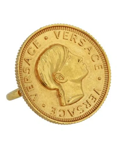 Versace Dontella Coin Double Finger Ring Woman Ring Gold Size 7 Metal
