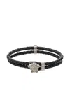 Versace Double Braided Leather Strap With Medusa Elements In Black