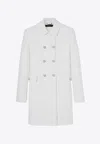 Versace Double-breasted Crepe Blazer Jacket In White