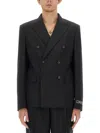 Versace Double-breasted Blazer In Black