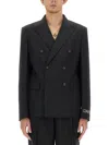 Versace Double-breasted Blazer In Black