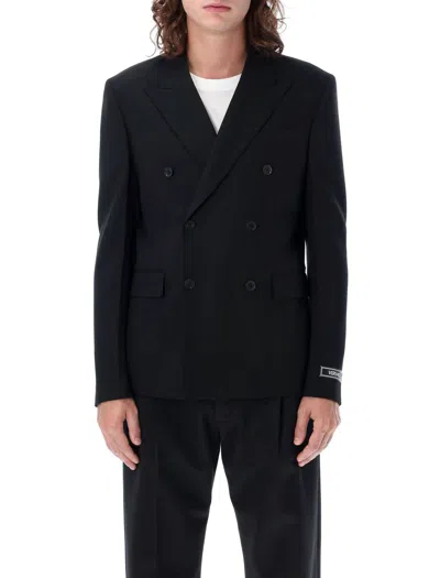 Versace Double Breasted Blazer In Black