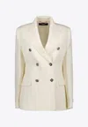 Versace Double-breasted Blazer In Virgin Wool In White