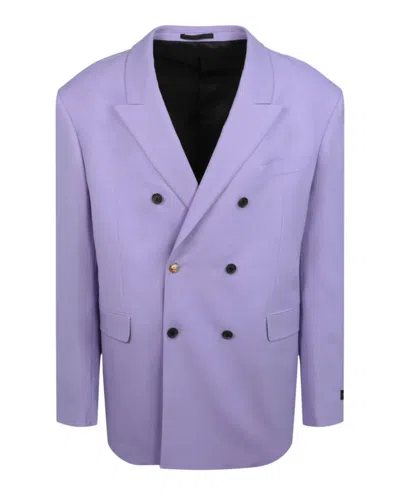 Versace Double Breasted Blazer In Purple