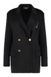 Versace Wool And Cachemire Double-breasted Coat In Black