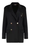Versace Wool And Cachemire Double-breasted Coat In Black