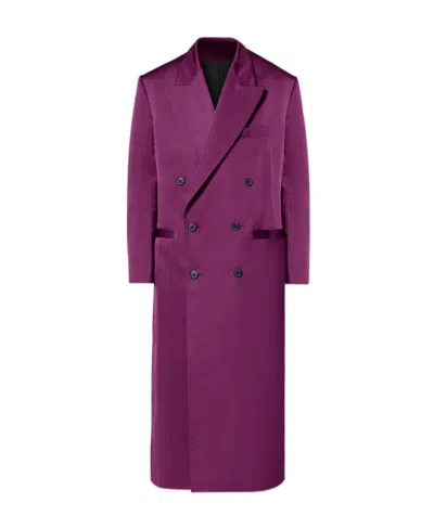 Versace Double Breasted Coat In Red