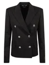 Versace Double-breasted Cropped Blazer In Black