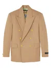 Versace Double-breasted Gold-button Blazer In Brown