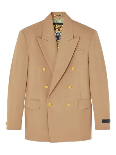 VERSACE DOUBLE-BREASTED GOLD-BUTTON BLAZER