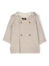 Versace Double-breasted Hooded Jacket In Neutrals