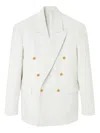 Versace Double-breasted Button-up Jacket In White