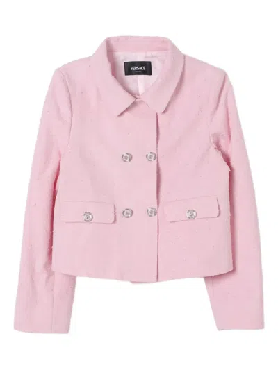 Versace Kids' Double-breasted Pocket Jacket In Pink