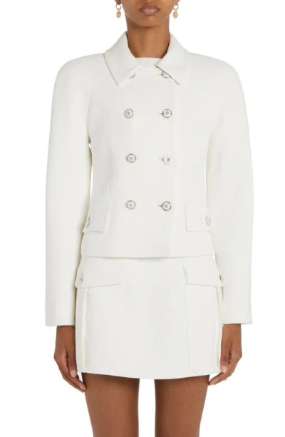 VERSACE DOUBLE BREASTED STRETCH CREPE CROP JACKET