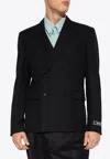 Versace Double Breasted Blazer In Black