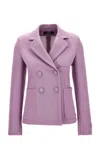 Versace Double-breasted Wool-blend Jacket In Purple