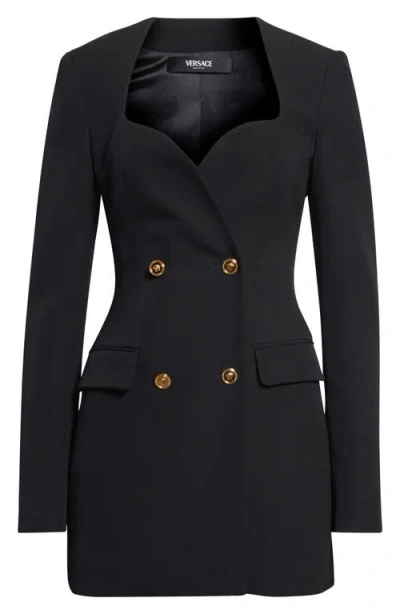 Versace Double Breasted Wool Grain De Poudre Blazer Dress
