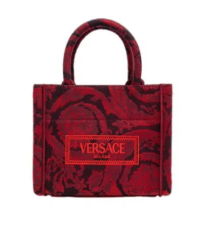 Versace Double Handle Shoulder Bag In Red