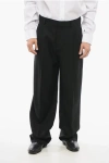 Versace Double-pleated Virgin Wool Pants With Belt Loops