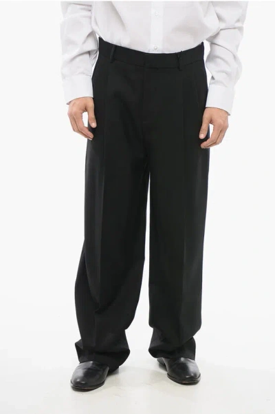 Versace Double-pleated Virgin Wool Pants With Belt Loops
