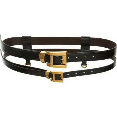 Versace Double Row Harness Belt In Black