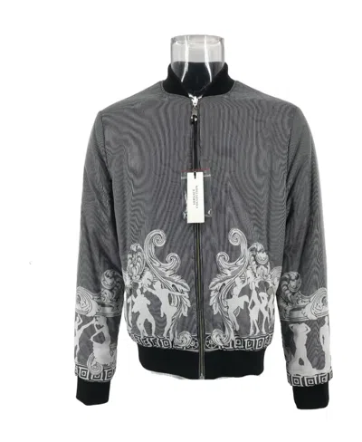 Versace Double-sided Long-sleeved Baseball Jacket In Gray