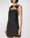 Versace Wool Blend Straight Mini Dress With Cut-out In Black