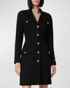 Versace Coat In Double Wool Crepe Stretch In Black