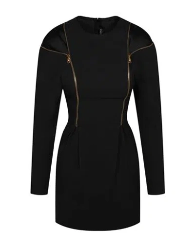 Versace Double Zip Long Sleeve Cocktail Dress In Black