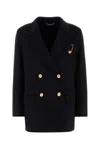 Versace Double-breasted Coat In Cashmere Blend In Black
