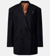 Versace Double-breasted Oversized Virgin Wool Blazer In Blue