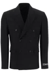 Versace Virgin Wool Double-breasted Blazer In Black