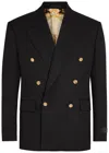 Versace Double-breasted Wool Blazer In Black