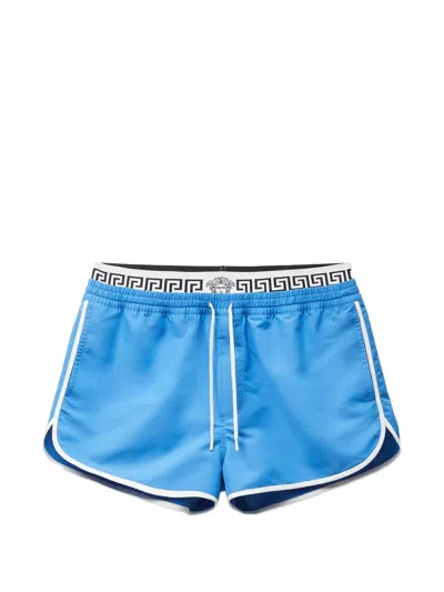 Versace Double-waistband Swim Shorts In Blue