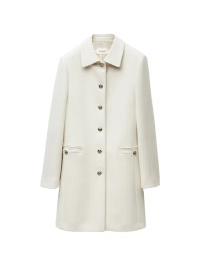 Versace Double-wool Coat In Nude