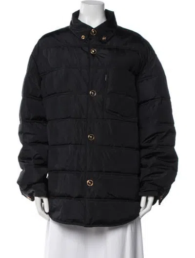 Pre-owned Versace Down Coat In Black