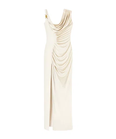 VERSACE VERSACE MEDUSA HEAD LOGO PLAQUE SIDE-SLIT MAXI DRESS