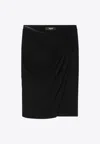 Versace Midi Skirt With Asymmetrical Hemline In Black