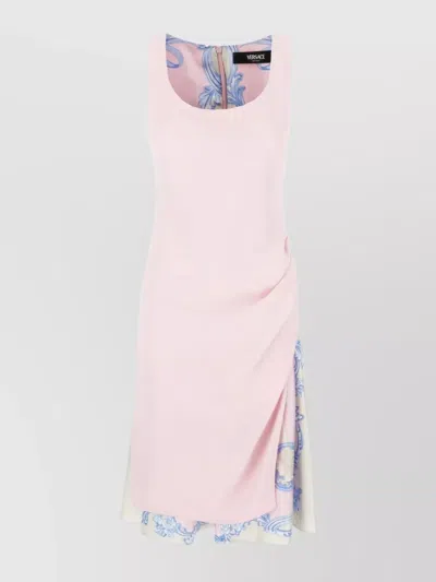 Versace Draped Detail Acetate Blend Dress In Pink
