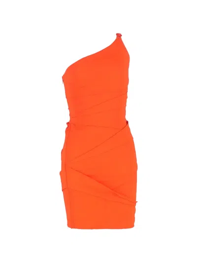 Pre-owned Versace Draped-detail Mini Dress In Orange