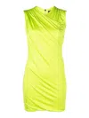 Versace Green Sleeveless Draped Mini Dress In Amarillo
