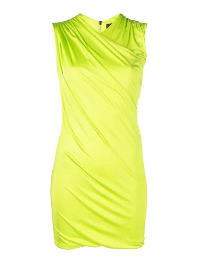 Versace Green Sleeveless Draped Mini Dress